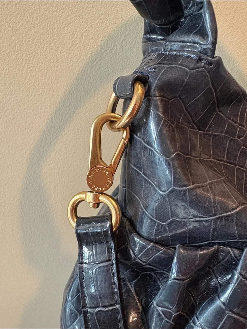 Marc by Marc Jacobs  Hobo Shoulder Bag  Croc-Embossed  laminated  Gold Hardware